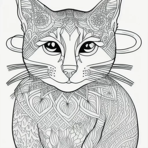 3820365588-a cat in the style of Line drawing for a coloring book for kids.webp